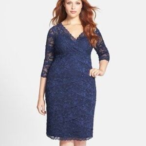 MARINA Beaded V-Neck Three-Quarter Sleeve Dress blush bridal party